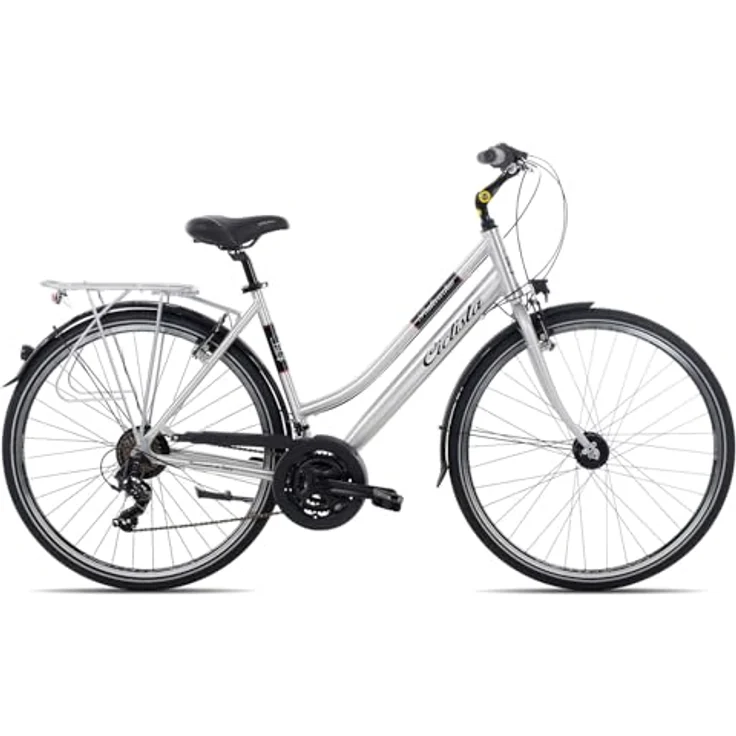 Ciclista Ponte Vecchio Trapez Damenrad, Citybike mit 21-Gang Shimano Schaltung, Aluminiumrahmen, silber-schwarz-rot, 56 cm – Bild 1