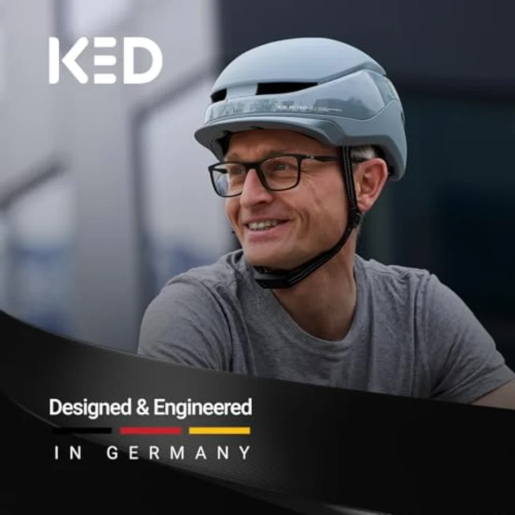 KED Mitro UE-Kollektion 25/26, Urban Fahrradhelm mit MIPS, BOA-Verstellsystem & 180 Grad LED-Sicherheitslicht, Light Grey Matt, Größe 52-58 (M) – Bild 5
