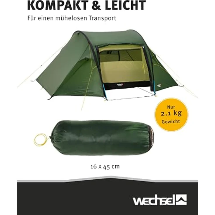 Wechsel Pioneer Tunnelzelt, 2 Personen, 2,1 kg, 3000 mm Wassersäule, zwei Eingänge, 110 cm Stehhöhe – Bild 8