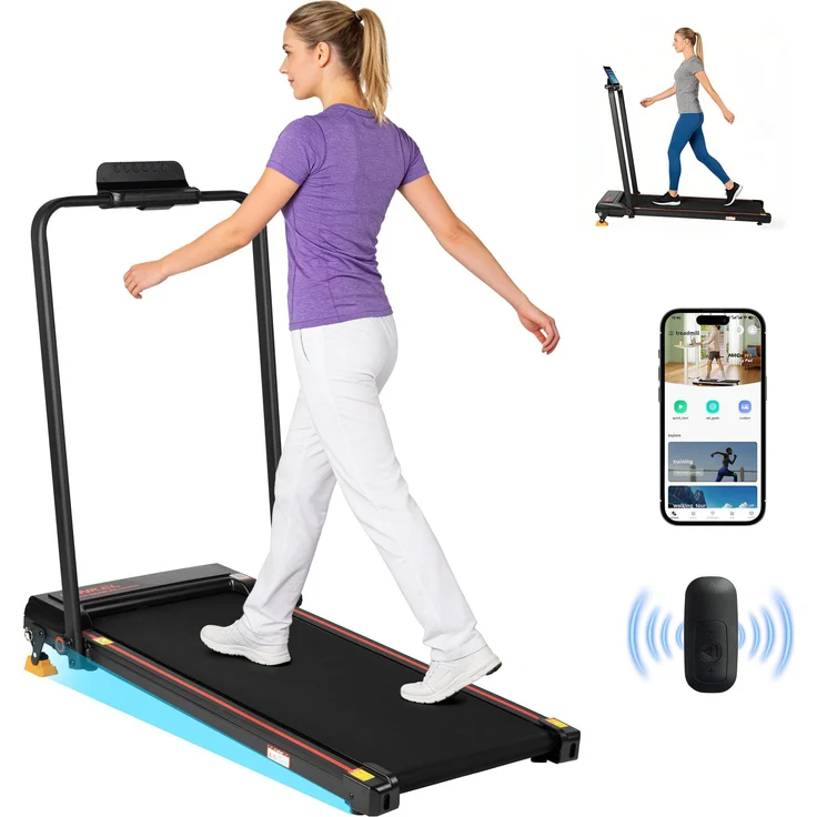 VANKEL Klappbares Laufband für Zuhause, 1-12 km/h, Bluetooth, Fernbedienung, verstellbare Steigung, LED-Display, max. 120 kg, 0,75 HP
