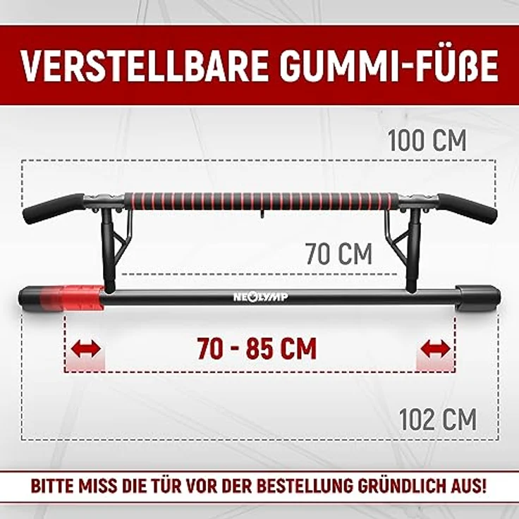 NEOLYMP Klimmzugstange Türrahmen - Stärkt die Oberkörpermuskulatur mit Pull-Ups - Stabiles und sicheres Fitnessgerät für Home Gym ohne Schrauben – Bild 2