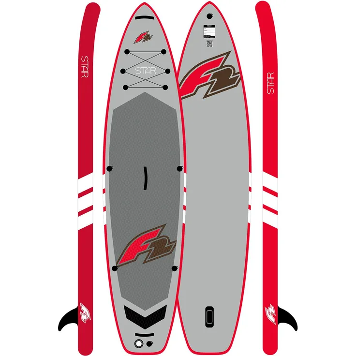 F2 Star SUP Stand Up Paddle Board, grau, 320cm (10,5‘), Dropstitch-Konstruktion, rutschfestes EVA-Deckpad