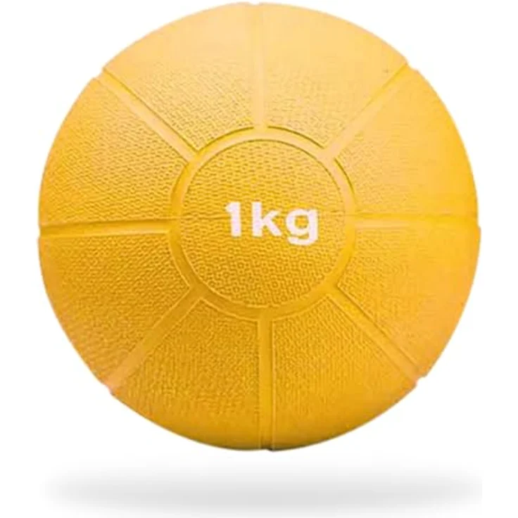 Matchu Sports | Medizinball | Medicine Ball | Vollgummi | Durchmesser 19 cm | 1KG | Gelb – Bild 1