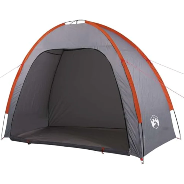 vidaXL Beistellzelt, Lagerzelt mit Stauraum, Wasserdicht und Tragbar, grau-orange, 185T Polyester – Bild 1