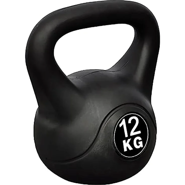 vidaXL Kettlebell Kugelhantel 12KG, Beton mit Kunststoffummantelung, wuchtige Ausführung – Bild 1