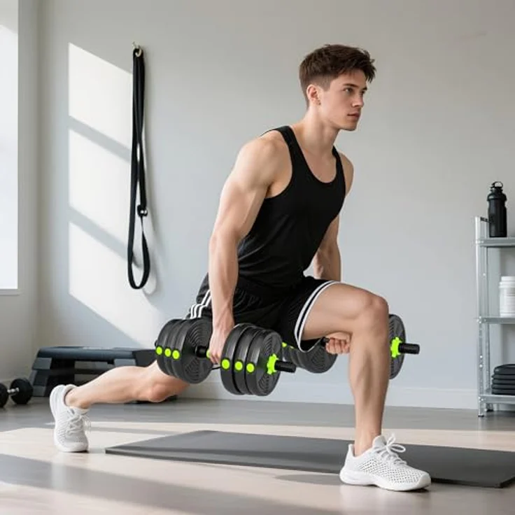 SPORTNOW Hantel-Set verstellbar 20 KG, mit Verbindungsrohr, Kurzhantel-Set für Ganzkörpertraining, grün – Bild 8