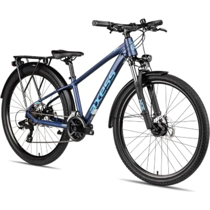 Axess Mountainbike Stipe 26 DX, 14 Gang Shimano Tourney RD-TX801 Kettenschaltung, mechanische Scheibenbremsen, Straßenausstattung, blau – Bild 2