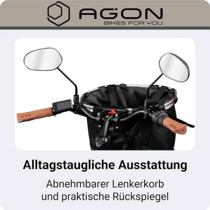 Agon Assist E-Bike City, Aluminium Tiefeinsteiger mit 250 W Motor, elfenbein, 28 Zoll, 374,4 Wh Akku, 5 Unterstützungsstufen – Bild 7