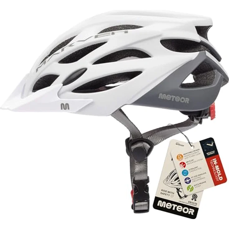 meteor® Marven Fahrradhelm, Herren Damen Kinder-Helm mit LUFTDURCHLASS-System, FLIEGENNETZ-System und PASSFORM-GRÖSSE, ideal für Mountainbike, BMX und Scooter – Bild 1