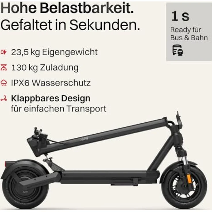 VMAX VX2 Lite E-Scooter mit Straßenzulassung – 90 km Reichweite, 500 W, 10 Zoll Tubeless-Reifen – Bild 6