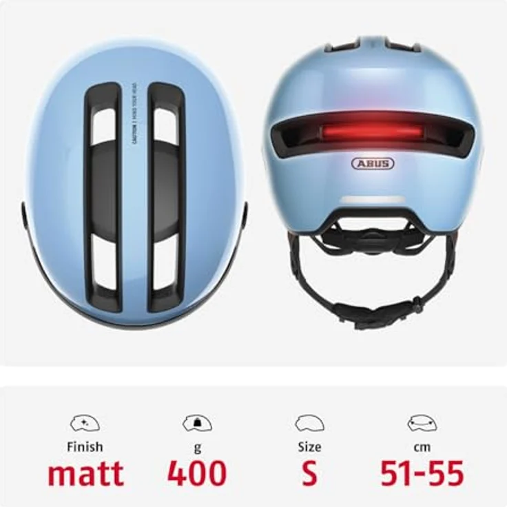 Abus HUD-Y ACE, Velohelm mit integriertem Glas-Visier und USB-Heck-LED, (51 - 55 cm) – Bild 3