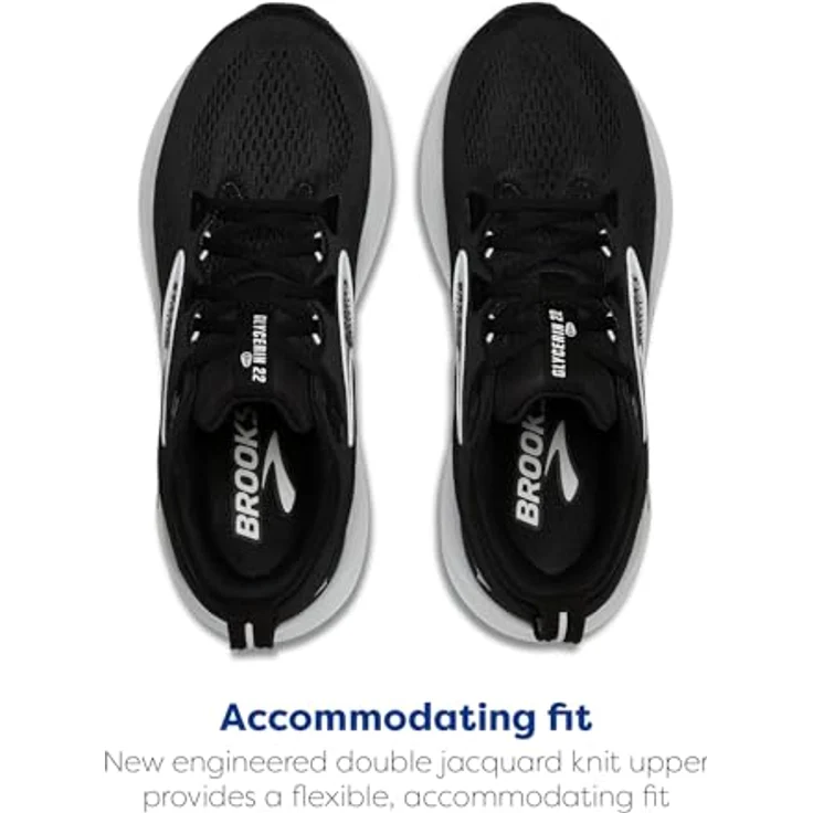 Brooks Glycerin 22 Herren Laufschuhe, neutrale Joggingschuhe mit atmungsaktivem Mesh-Obermaterial, dämpfender DNA Tuned-Technologie, black/grey/white, Größe 42,5 – Bild 4