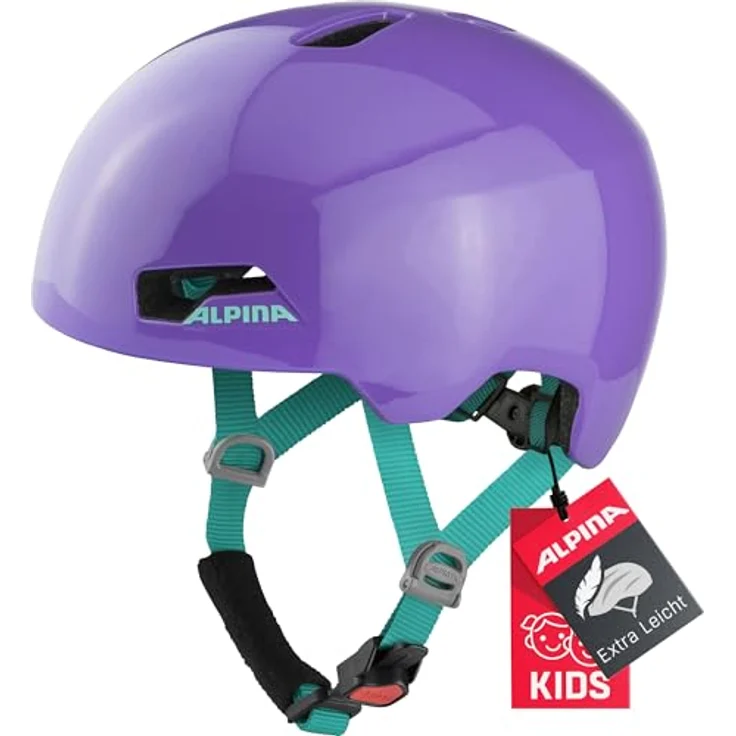 Alpina Hackney Purple Gloss, Fahrradhelm mit Inmold-Bauweise, höhenverstellbarem Run-System und optimaler Belüftung, lila – Bild 1