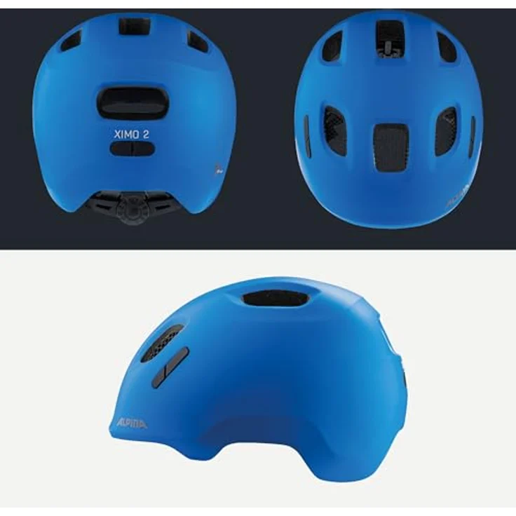 ALPINA Ximo 2 L.E. Kinderfahrradhelm, leichter & bruchfester Helm mit LED-Lichtoption, Blue matt, Größe 45-49 – Bild 4