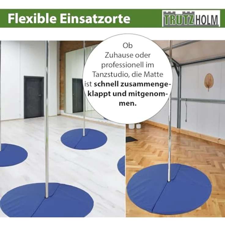 TRUTZHOLM Pole Dance Matte Ø 120 cm, faltbare Tanzstangenmatte mit EPE-Schaumkern, blau – Bild 6