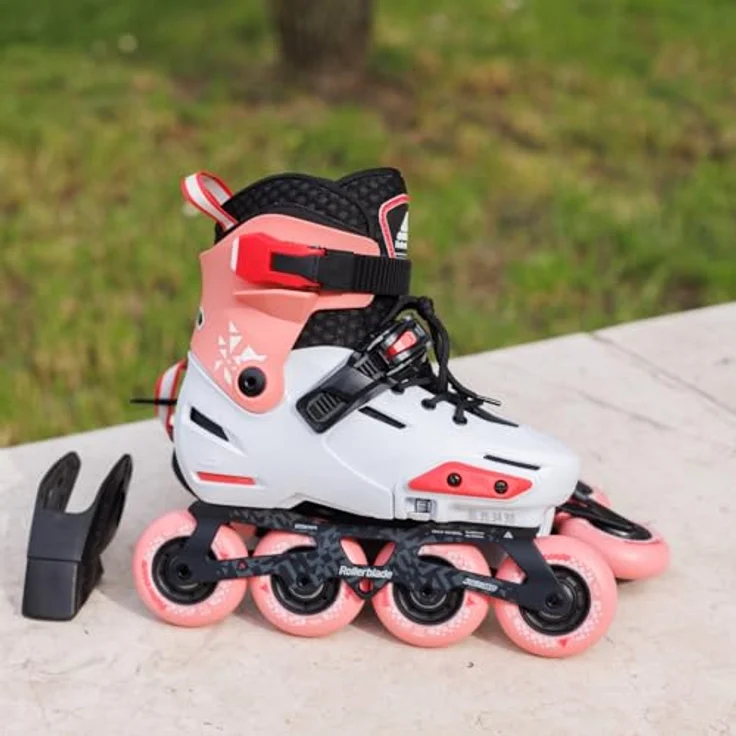 Rollerblade APEX, Inline-Skates für Jungen, urbaner Freestyle, verstellbar 29-32, Platin/Koralle, mit Shock-Absorber und vielseitiger Schienen-Konstruktion – Bild 5