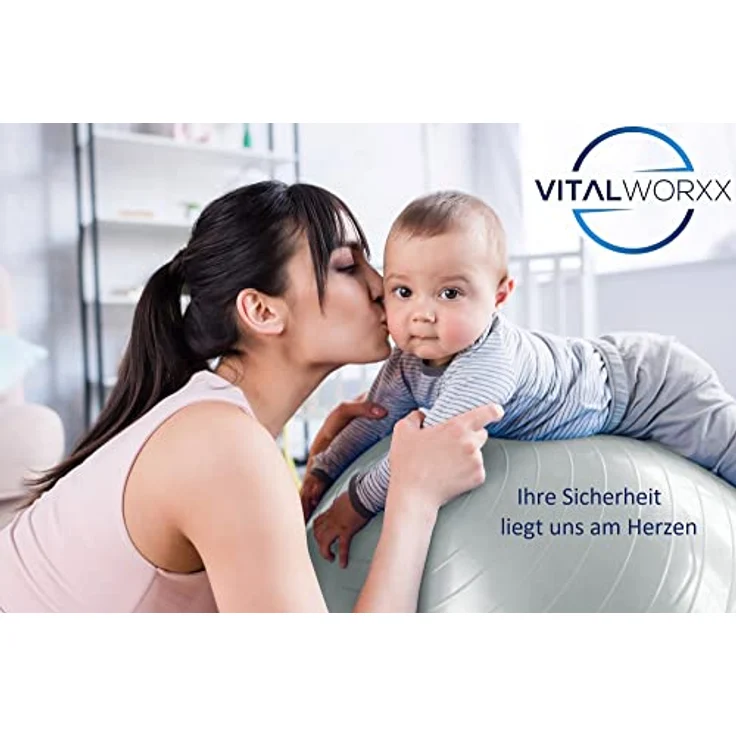 VITALWORXX Gymnastikball für Schwangere, extrem stabil, Sitzball Yogaball Pezziball 75 cm mit Pumpe, mit Übungen für Schwangerschaft, Geburt, Gesundheit, – Bild 4
