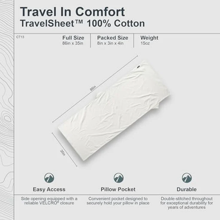Cocoon Schlafsack, rechteckig aus 100% Baumwolle, ungebleicht, für Körpergrößen bis 190 cm, Packmaß 23 x 18 x 2 cm – Bild 6