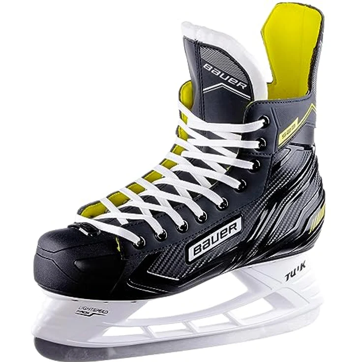 Bauer Herren Schlittschuhe Supreme S23, stabile Boots mit Schnürung, Fleecefutter, Knöchel-Polster und Edelstahl-Kufen, schwarz, Größe 43 – Bild 1