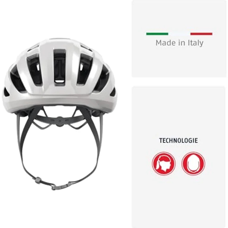 ABUS Rennradhelm PowerDome MIPS - leichter Fahrradhelm mit Aufprallschutz und cleverem Belüftungssystem - Made in Italy - Weiß Glänzend, Größe L – Bild 2