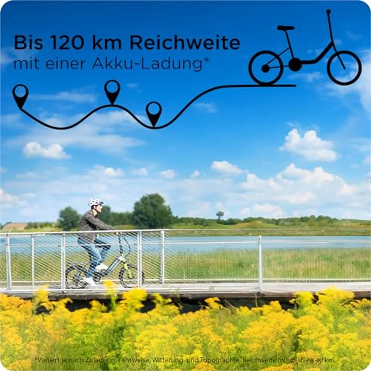 ZÜNDAPP X100 E Bike 20 Zoll Klapprad für Damen und Herren 150-190 cm Bosch Ebike Mittelmotor mit 9 Gang Nabenschaltung Elektro Fahrrad 400 Wh Akku Faltrad (45 cm, schwarz/türkis) - Preisvergleich – Bild 2