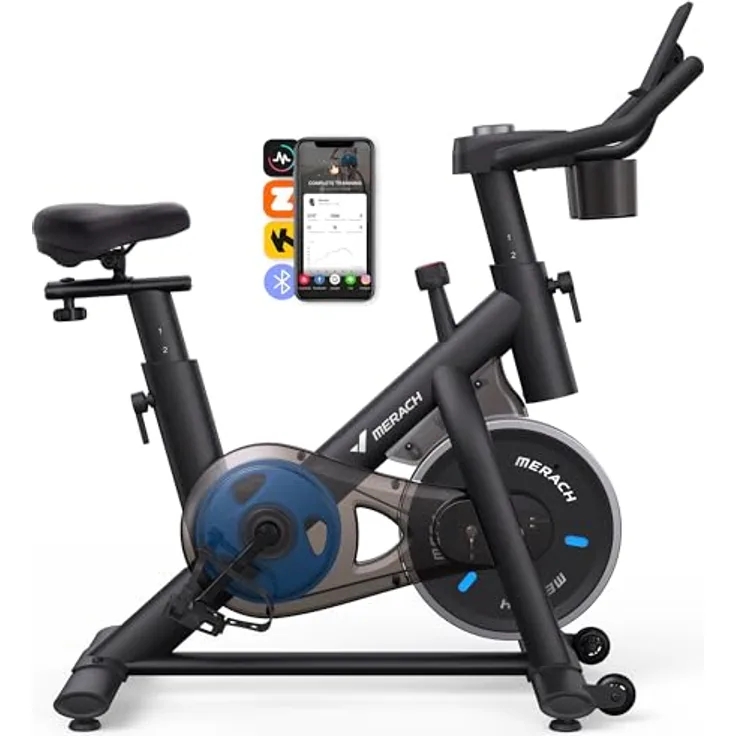 MERACH Heimtrainer Fahrrad, Verbesserter LCD-Monitor, Leises Indoor  Bike, Mit App, Bis 122 KG