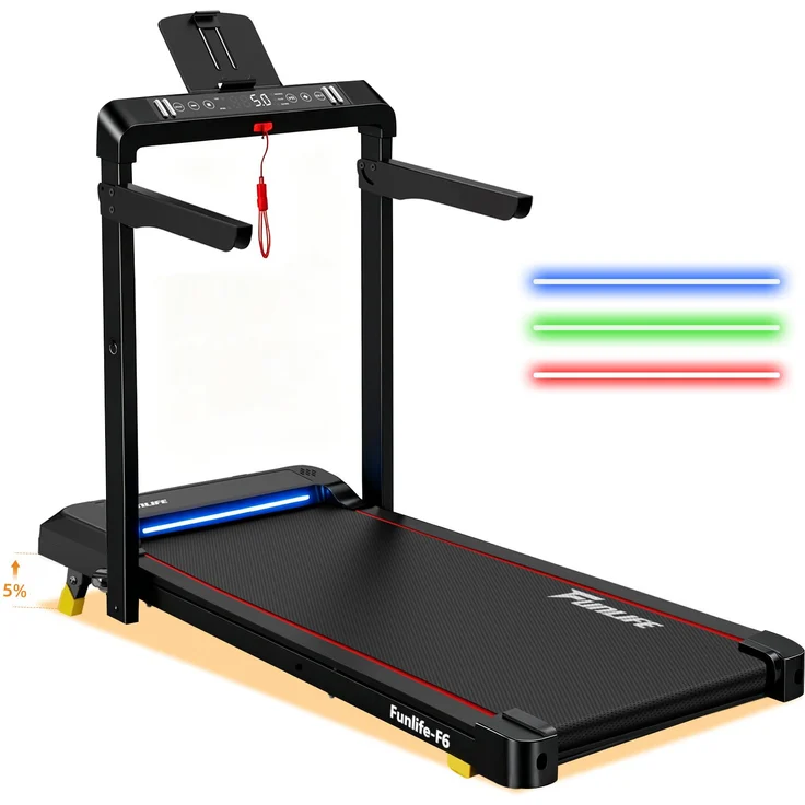 FunLife F6 Klappbares Laufband für Zuhause, 1–14 km/h, 2,5 HP Motor, LED-Licht, Pulsmessung, 109×40 cm Lauffläche