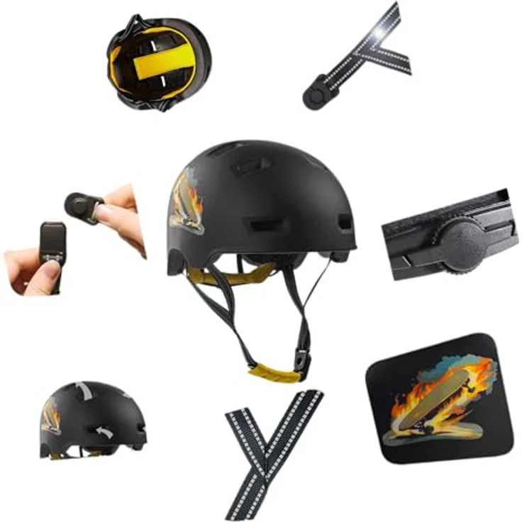 Crazy Safety Rampage, Skater- und Fahrradhelm für Kinder, ergonomisch, schwarz, EN1078 zertifiziert, leichtgewichtig mit Belüftungssystem – Bild 5