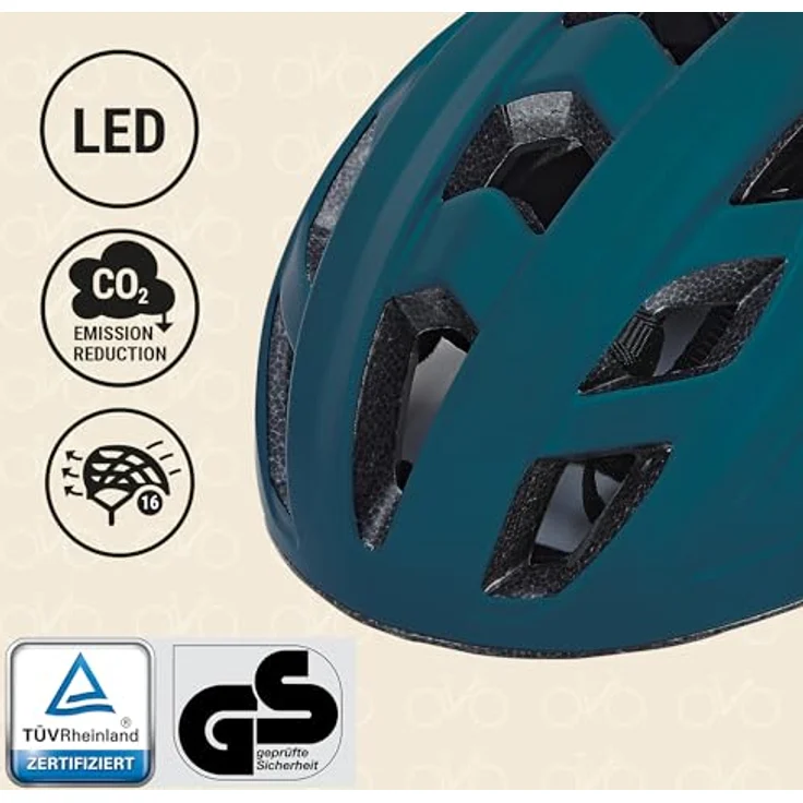 Prophete ECO Urban Fahrradhelm, Kinderhelm mit LED, 58-61cm, dunkel blau, 280g – Bild 2