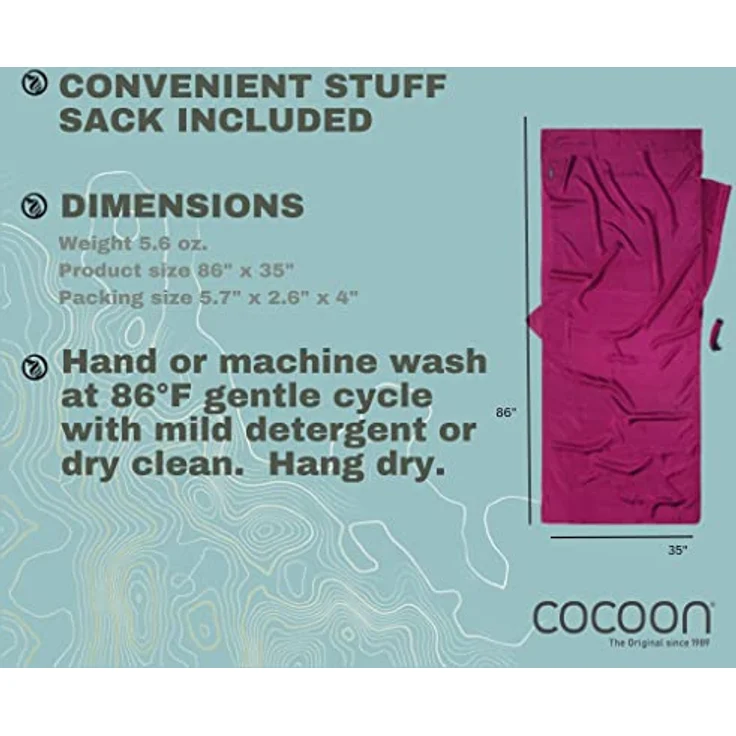 Cocoon TravelSheet, Schlafsack aus hochwertiger Seide, 220 cm, extrem leicht und temperaturausgleichend – Bild 4