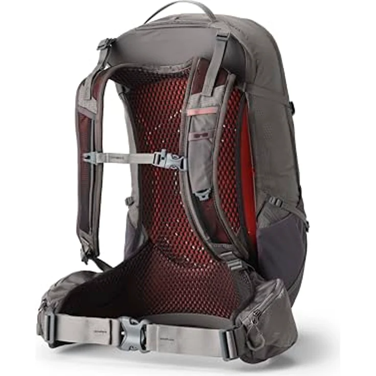 Gregory Juno 30, Wanderrucksack 52 cm, 30 L, 0.93 KG, Grau (Torch Grey) mit belüfteter VaporSpan-Federung und integrierter Signalpfeife – Bild 2