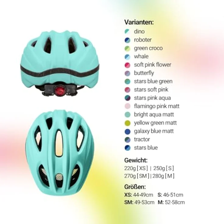 KED Helmsysteme Kinderhelm Meggy II Trend M Bright Aqua - QUICKSAFE Größenanpassung, LED-Rücklicht, Made in Germany – Bild 8