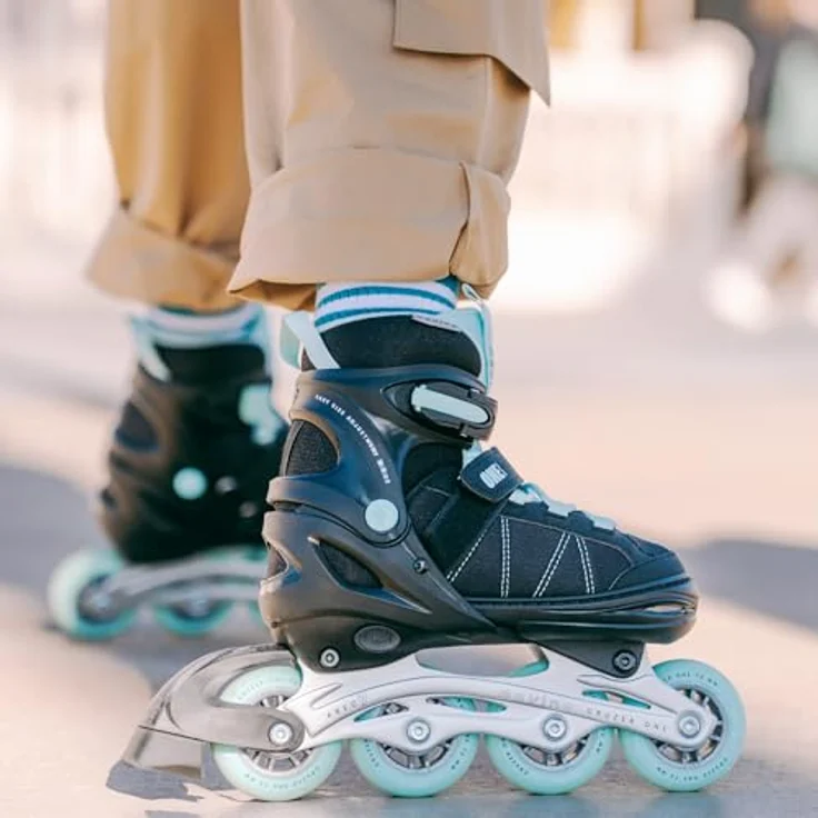 MOVINO Cruzer One UT-P707, Kinder Fitness Inline-Skates mit 3-fachem Verschlusssystem und verstellbaren Größen 34-41, Schwarz/Blau – Bild 10