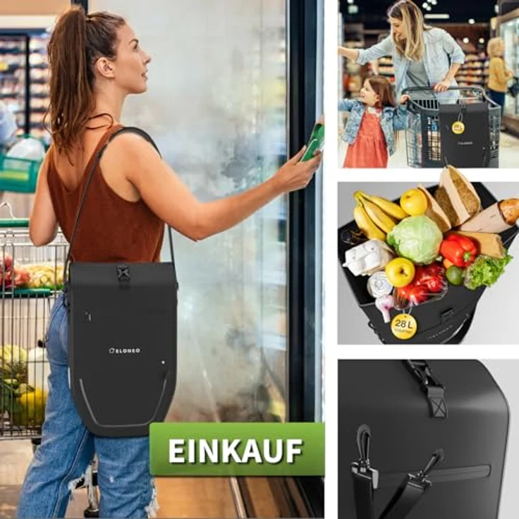Eloneo Velotasche, Gepäckträgertasche mit 28 l Volumen, wasserdicht, integrierter LED-Streifen und Reflektoren für erhöhte Sichtbarkeit – Bild 5