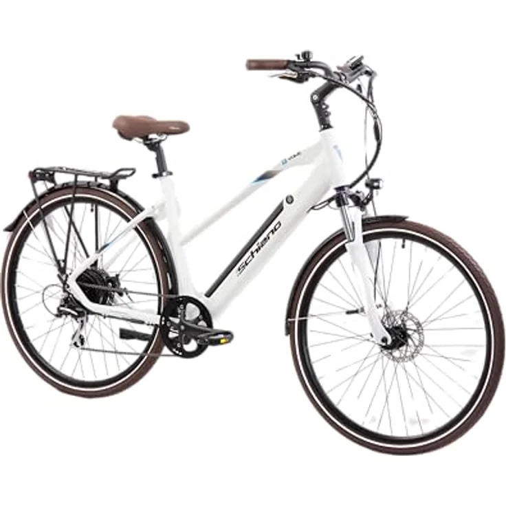 F.lli Schiano E-Voke, E-Bike Trekking 28 Zoll, 250W Motor, 36V 11.6Ah abnehmbarer Akku, Shimano 8-Gang, Weiss – Bild 1