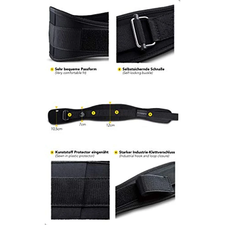 Fitgriff® Gewichthebergürtel V2 - Gewichtheber Gürtel für Damen und Herren - Bodybuilding, Krafttraining, Crossfit Training - Trainingsgürtel, Weightlifting Belt, Gym Workout (Full Black, M) – Bild 3