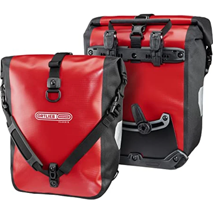 Ortlieb Front-Roller Classic QL2.1, Fahrradtasche für Unisex-Adult, Rot-Schwarz, 2x12.5 L, mit Schultertragegurten und Quick-Lock2.1-System – Bild 1