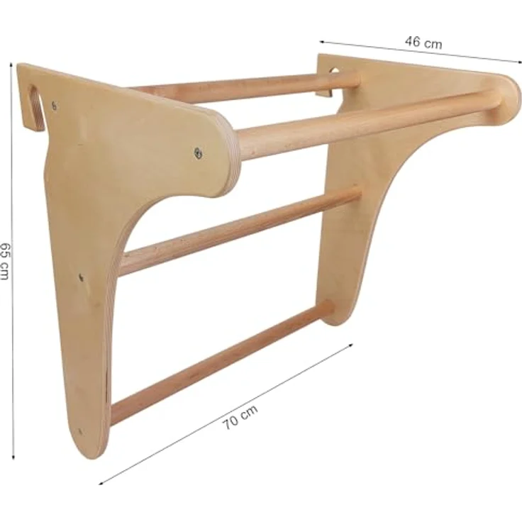 QLS Klimmzugstange aus Holz Reckstange Auflage Klimmzugbügel für Sprossenwand Fitness Gymnastik Korrekturübungen, Holz, maximale Belastung: 100 kg – Bild 2