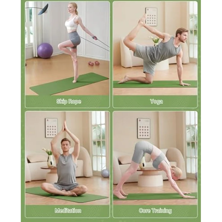 Good Nite Gymnastikmatte, rutschfeste Fitnessmatte mit Tragegurt, 183 x 61 x 0.6 cm, Grün/Schwarz, TPE-Material für hohe Stützwirkung und beidseitige Rutschfestigkeit – Bild 3