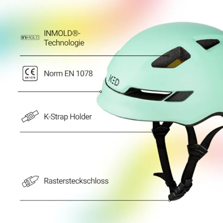 KED Pop II Lite, Kinder Fahrradhelm mit ultraleichtem Design, sicherem K-FIT System, Farbe: Mint Matt, Größe: 52-56 (M) – Bild 3