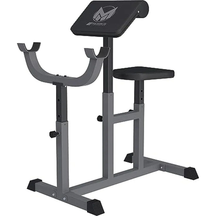 GYRONETICS® Curlbank - 90 x 65 x 80-112 cm, Sitz 5-fach, Curlpult und Hantelablage 4-Fach Höhenverstellbar, Rutschfesten Füßen, bis 150kg Belastbar - Hantelbank, Scottbank, Bizepsbank, Scott-Bank