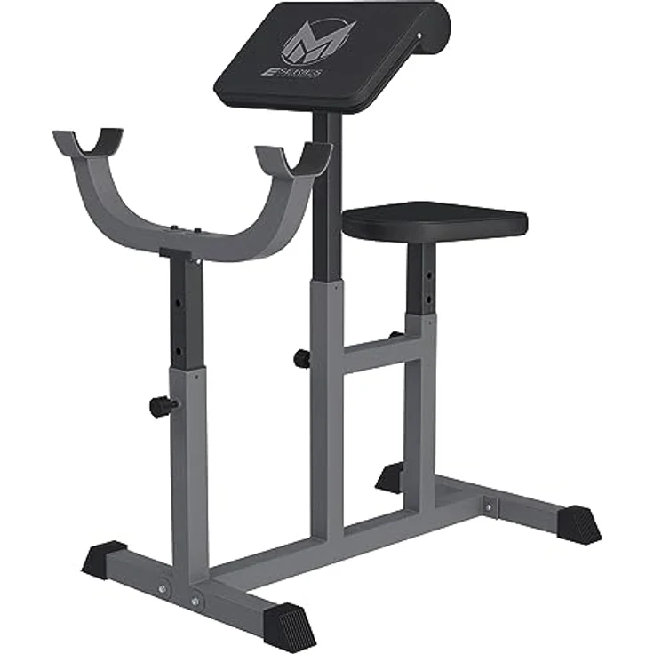 GYRONETICS® Curlbank - 90 x 65 x 80-112 cm, Sitz 5-fach, Curlpult und Hantelablage 4-Fach Höhenverstellbar, Rutschfesten Füßen, bis 150kg Belastbar - Hantelbank, Scottbank, Bizepsbank, Scott-Bank – Bild 1
