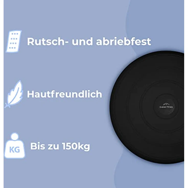 EVEREST FITNESS Balance Kissen - Luftkissen mit 33 cm Durchmesser - Ballsitzkissen zur Stärkung der Balance - Orthopädisches Sitzkissen zur Linderung von Rückenschmerzen, Balance Pad - Schwarz – Bild 2