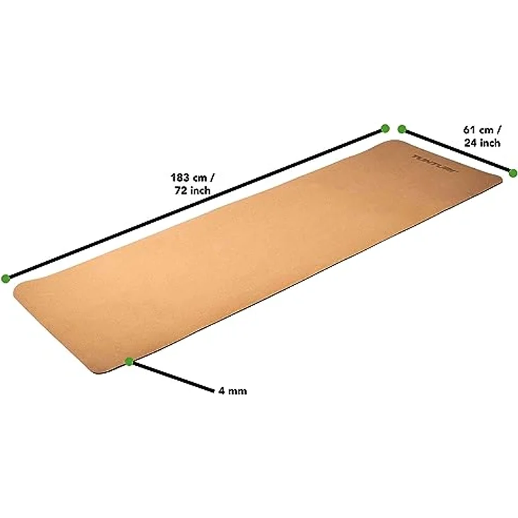 Tunturi Yogamatte aus Kork 183 cm, Korkmatte für Yoga, Pilates, Gymnastik, rutschfest – Bild 4