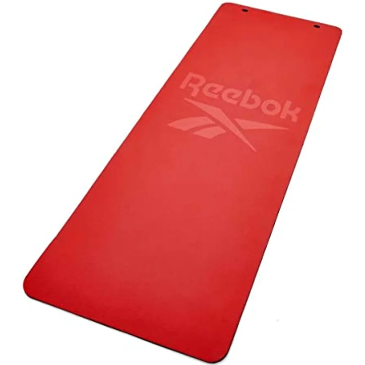 Reebok Yogamatte, 8 mm dick aus strapazierfähigem POE-Schaumstoff, mit rauer Unterseite und Metallschlaufen, 173 x 61 cm – Bild 1