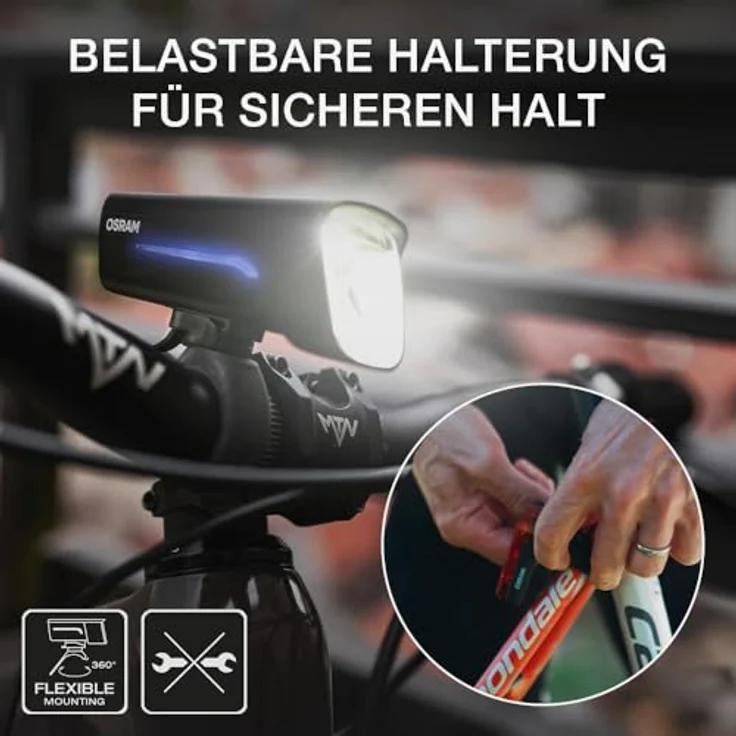 Osram Automotive LEDsBIKE RACE 50 SET, akkubetriebene Fahrradbeleuchtung mit 3 Helligkeitsstufen, 50 Lux, IP44, Schwarz – Bild 2