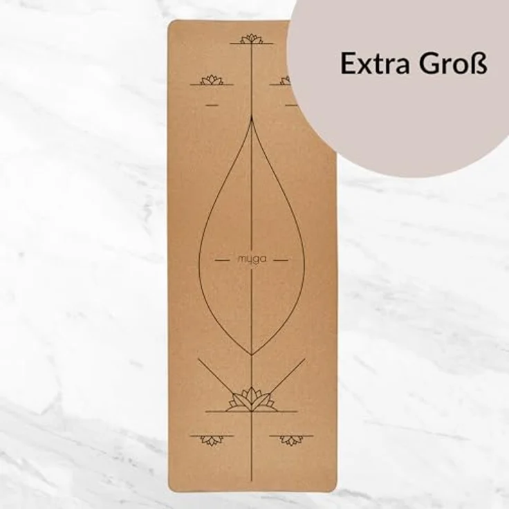 Myga XL Kork Yogamatte, 200 cm x 70 cm, rutschfest, wärmereguliert, leicht zu tragen, 6 mm dick, ideal für Yoga, Pilates, Meditation & Fitnessübungen – Bild 2