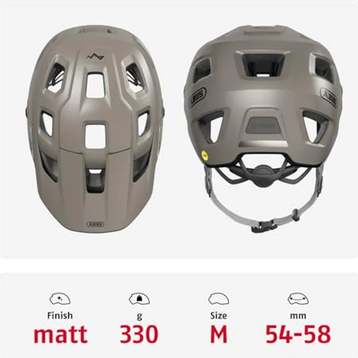 ABUS MTB-Helm MoDrop MIPS - robuster Helm mit Aufprallschutz und individueller Passform für Mountainbiker - Unisex - Grau, M – Bild 3