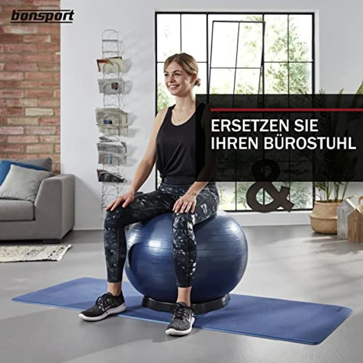 bonsport Ballschale für Gymnastikbälle, Sitzbälle und Fitnessbälle ab 45cm bis 85cm, schwarz – Bild 2