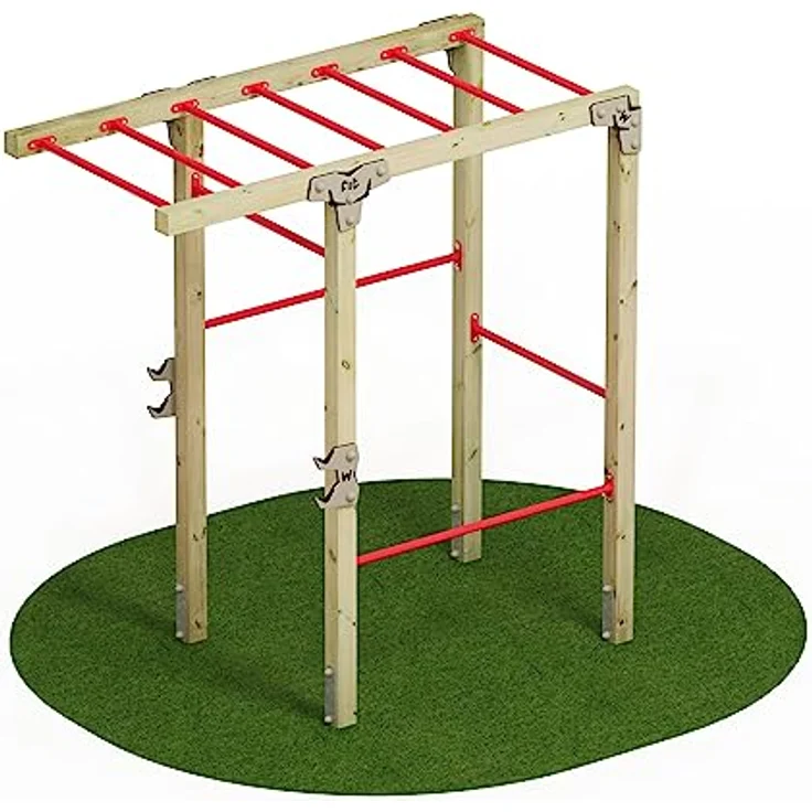 Wickey Fitnessgerät - Fit Base 425 - Outdoor Fitnessstudio, Gym für Zuhause, Klettern und Sport für Jugendliche und Erwachsene im Garten mit Klimmzugstange, wetterfestes Massivholz, 5-jährige Garantie – Bild 5